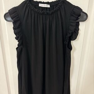 Black Ruffle-Trim Sleeveless Too